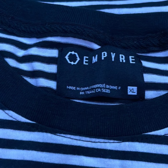 Black and white stripped with smiley face shirt - Picture 2 of 2